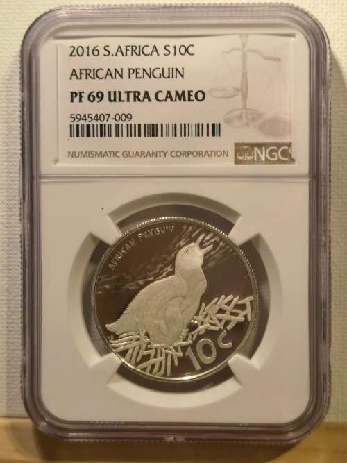 FINEST known with only 2 coins in PF69.  2016 10Cents - AFRICAN PENGUIN - PF69 ULTRA CAMEO